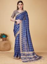 Cotton Silk Blue Casual Wear Weaving Saree